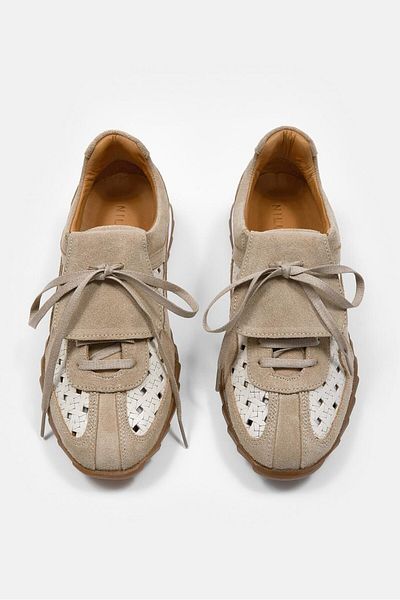 NILUFARR Minova Beige Genuine Leather Women's Sneaker