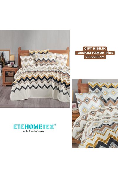 ETE HOMETEX Etehometex Double Person Printed Cotton Pique