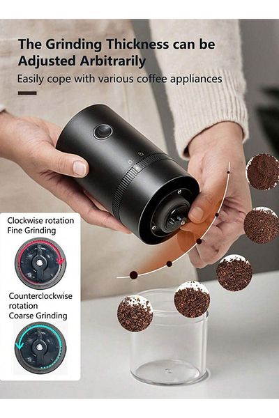 TOSCANA U Portable electric coffee grinder rechargeable black USB C