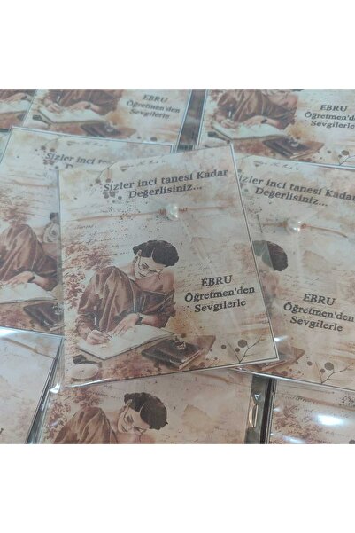 Perle88 12 Adet Sevgili Öğrencim Kartlı İNCİ Bileklik - Karne Hediyesi - Söme...