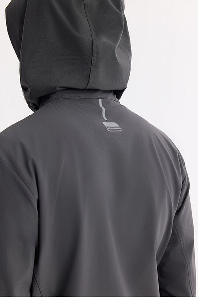 Avva Men's Anthracite Collar, Hooded Zippered Stand Collar Coat A51Y6052