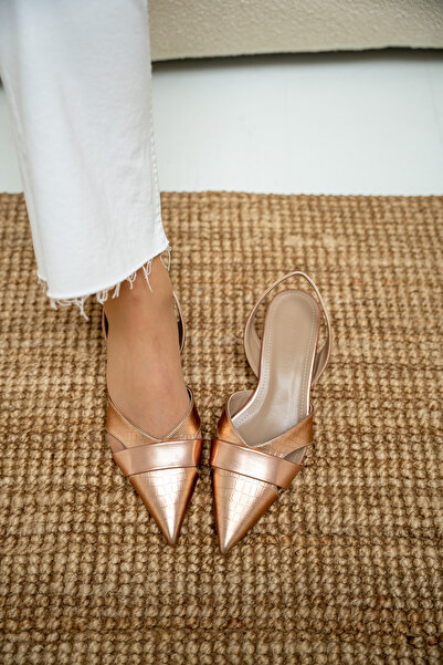 LAMİNTA Gezy Bronz Asimetrik Kesim Kadın Topuklu Ayakkabı