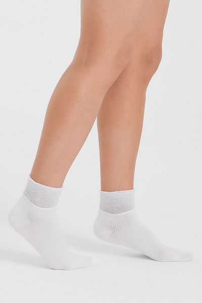 Forwena White Glittery Ankle Detailed Modal Seamless Women's Quarter Half Sock Socks