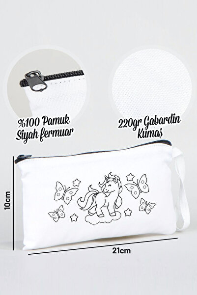 Pamusan Unicorn Desenli Boyanabilir Kalemlik - 21x10 Boyutlarında - 10 Adet - Çocuklar İçin Eğitici Aktivite