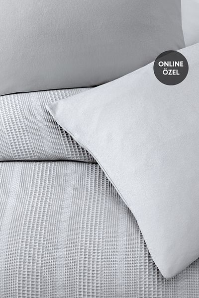 Yataş Liona Double 100% Cotton Pique Set - Gray