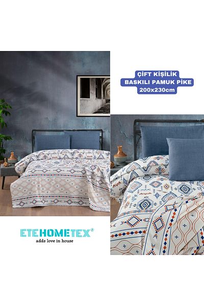 ETE HOMETEX Etehometex Double Person Printed Cotton Pique