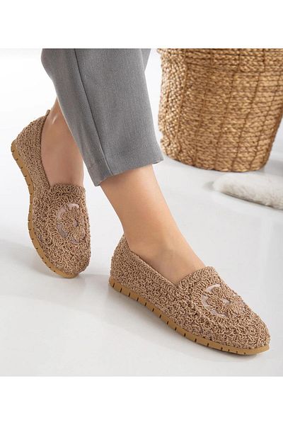 WOSSE Lace Hand-Knitted Ballet Women's Shoes Comfortable Sole Daily Shoes