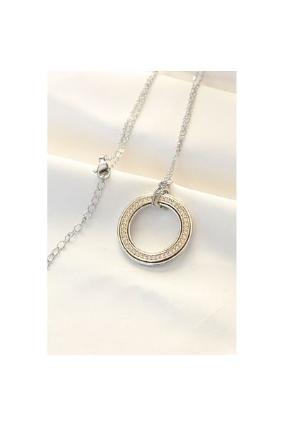 Skygo 316L Steel Zircon Stone Double Color Tifany Necklace - Tj-Bko8503