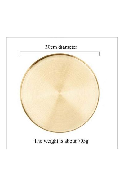 COOYA Golden Stainless Steel Circular Serving Tray,Cosmetic Jewelry Storage Organizer Tray 30*30CM