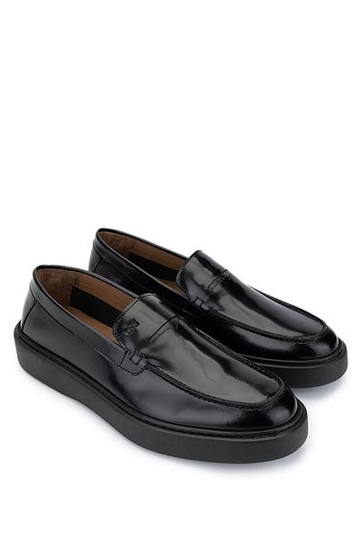 Tamer Tanca Men's Genuine Leather Black Opening Loafer Shoes