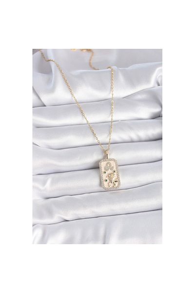 Skygo 316L Steel Gold Color Chain Leo Zodiac Sign Zircon Stone Women's Necklace - Tj-Bko9460