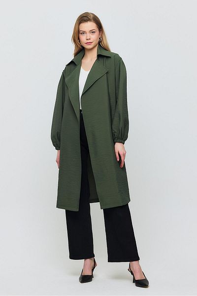 Rays Belted Sleeve - Elastic Trench Coat - Khaki