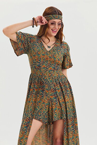 Los banditos Boyundan Bağlamalı Pacası Lastikli Kadın Bohem Tulum