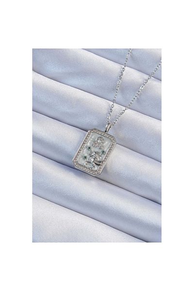 Skygo 316L Steel Chain Silver Color Zircon Stone Lion Figure Tarot Necklace - Tj-Bko9226