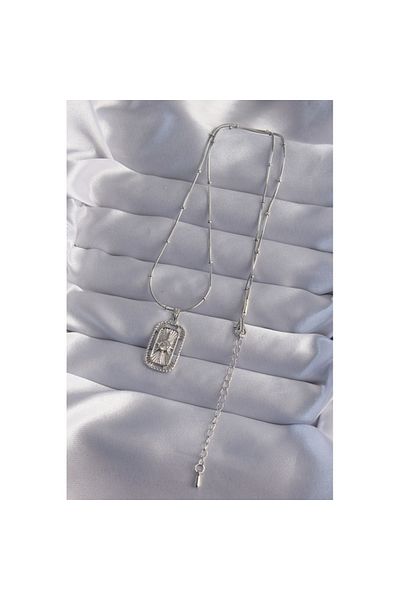 Skygo 316L Steel Chain Silver Color Zircon Stone Tarot Necklace - Tj-Bko9010