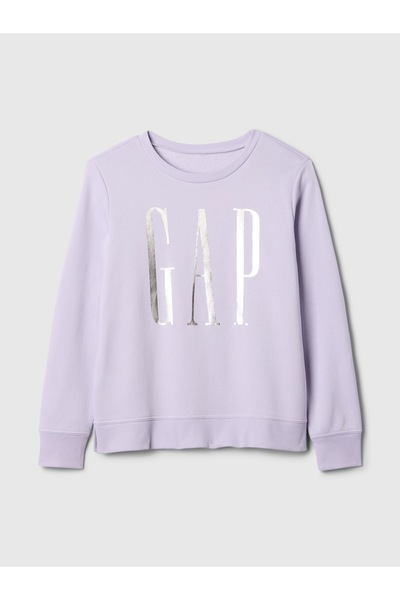GAP Kadın Lila Gap Logo Relaxed Fleece Sweatshirt