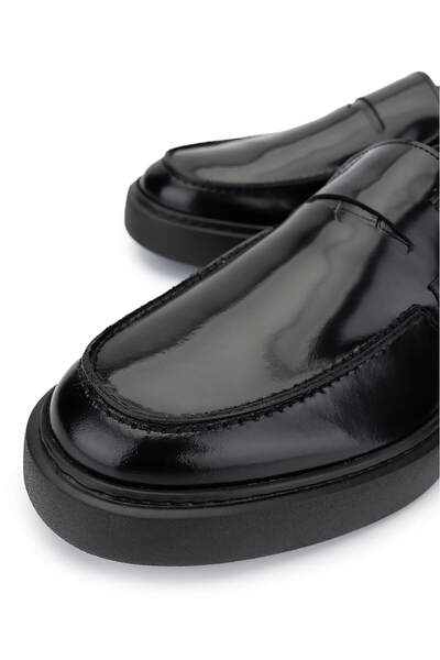 Tamer Tanca Erkek Hakiki Deri Siyah Açma Loafer Ayakkabı