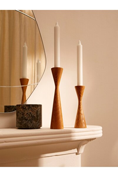 mebaconcept Doğal Açık Ceviz Ahşap Şamdan Seti – El Yapımı, Dekoratif ve Şık ...