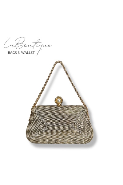 LA BOUTIQUE حقيبة سهرة LB 25-007 ذهبية اللون