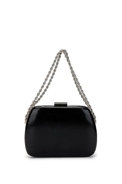 Tamer Tanca Women's Vegan Black Snake Pattern Evening Dress Bag
