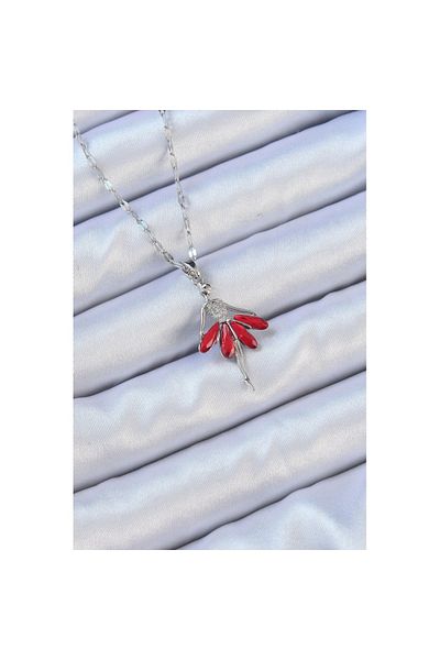 Skygo Red Silver Colored 316L Zircon Stone Ballerina Necklace - Tj-Bko9100