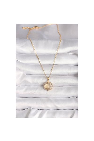 Skygo 316L Gold Color Zircon Stone Crescent Model New Option for Necklace