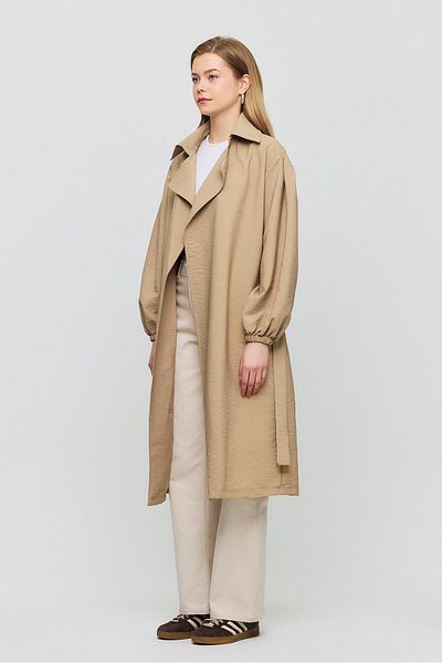 Rays Belted Sleeve Elastic Trench Coat with Mink 4579A Model