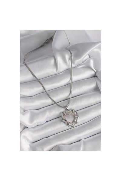 Skygo 316L Steel Silver Color Italian Chain Mix Color Zircon Stone Detail Heart Model Women's Necklace - Tj-Bko9600