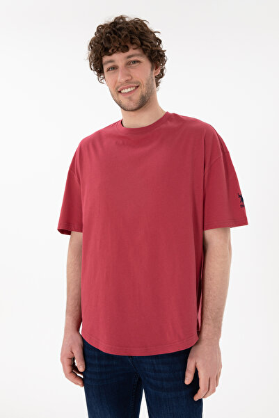 U.S. Polo Assn. Men's Long Fit Crew Neck Cherry Basic T-Shirt 50305988-Vr223