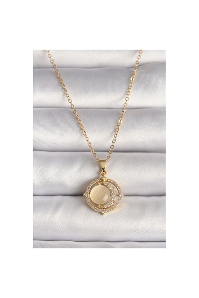 Skygo 316L Gold Color Zircon Stone Crescent Model New Option for Necklace