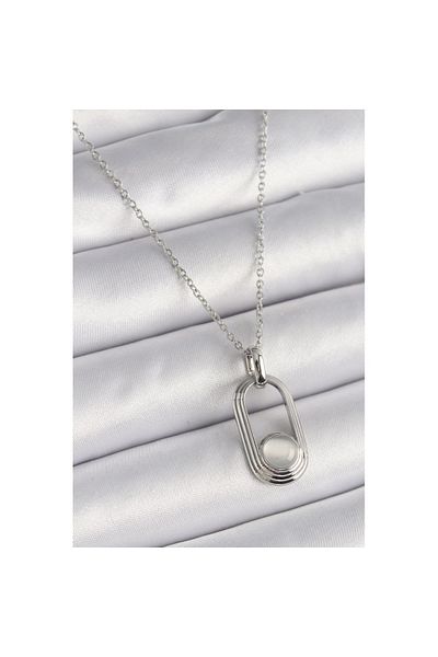 Skygo 316L Steel Silver Color Chain White Cat Eye Model Women's Necklace - Tj-Bko9612