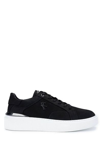 Tamer Tanca Men's Genuine Leather Black Nubuck Sneakers & Sports Shoes