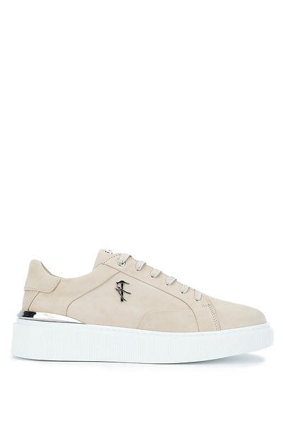 Tamer Tanca Men's Genuine Leather Beige Sneakers & Sports Shoes