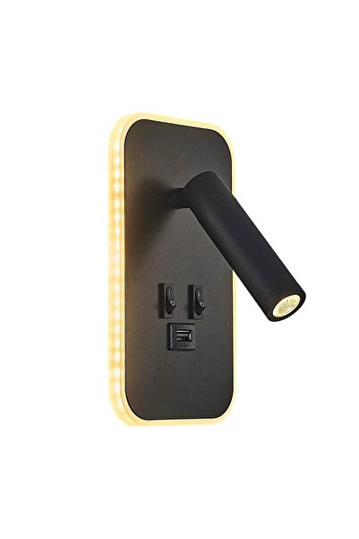 Özcan Aydınlatma Özcan Aydınlatma 2722-19 Step Okuma Lambalı Aplik Usb Çıkışlı Siyah Başlıklı