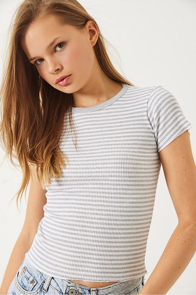 Bianco Lucci Tricou de bază cu camisole cu nervuri în dungi 60261475