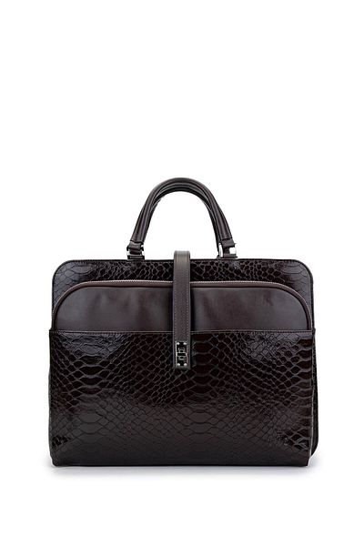 Tamer Tanca Unisex Vegan Brown Crocodile Briefcase
