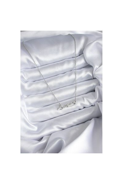Skygo 316L Steel Chain Silver Color Ataturk Signature Figure Women's Necklace - TJ-BKO7841