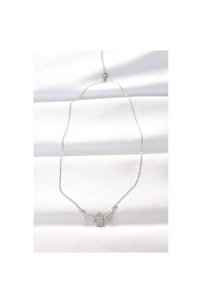Skygo 316L Steel Silver Color Zircon Stone Heart Wing Necklace - Tj-Bko8515