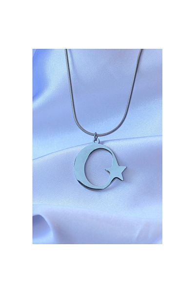 Skygo 316L Steel Silver Color Moon Star Model Unisex Necklace - Tj-Bko8882