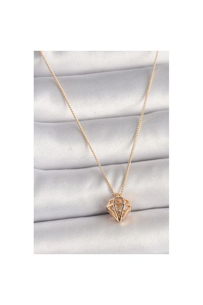 Skygo Brass Gold Color 3D Zircon Stone Diamond Model Women's Necklace - Tj-Bko9829