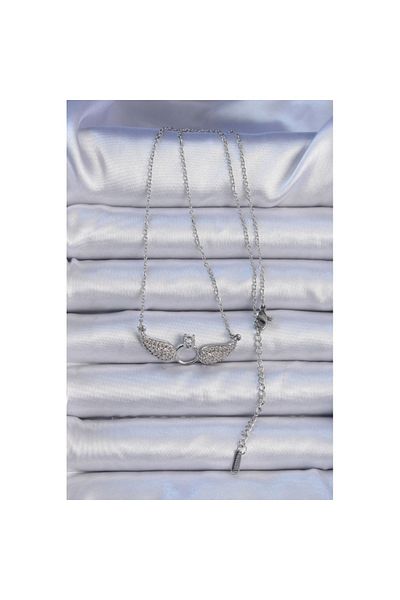 Skygo 316L Steel Chain Silver Color Winged Solitaire Necklace - Tj-Bko9078