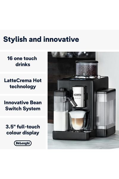 DELONGHİ De'Longhi Rivelia Fully Automatic Coffee Machine With Lattecrema Hot, Automatic Milk Frother
