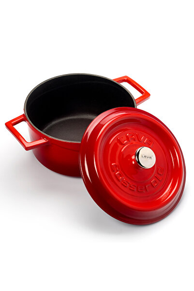 Lava Döküm Beşli Tencere Tava Seti Trendy-Kırmızı