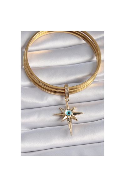 Skygo Brass Gold Zircon Stone Star Evil Eye Beads Ajda Charm - Tj-Bc1006