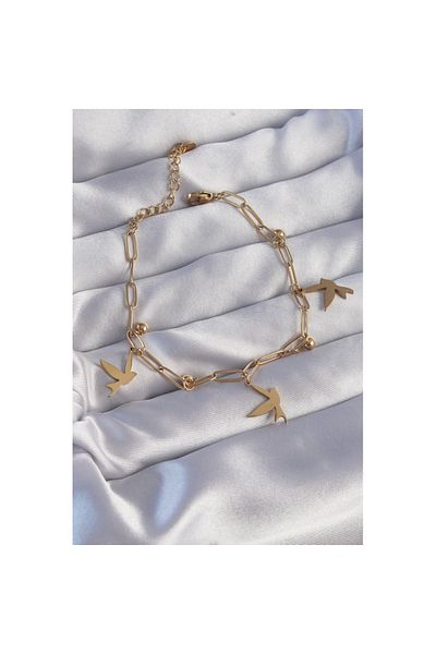 Skygo Gold Colored 316L Bird Design - Chain Bracelet with Heel Detail - TJ-BB6182