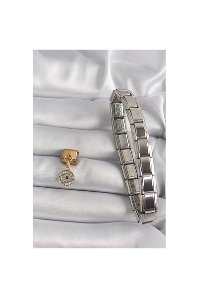 Skygo Gold Color 316L Steel Zircon Stone Eye Model Nomination Charm