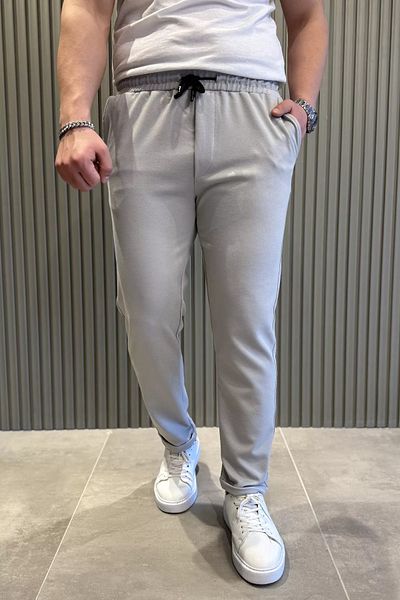 MİSHAR İTALİA Γκρι ανδρικό παντελόνι Jogger με διπλό πόδι
