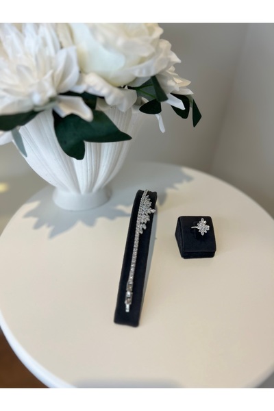 VİYA Julia Zirkon Taşlı Takı Seti KÜPESİZ Kolye Yüzük Bileklik Hediye Set