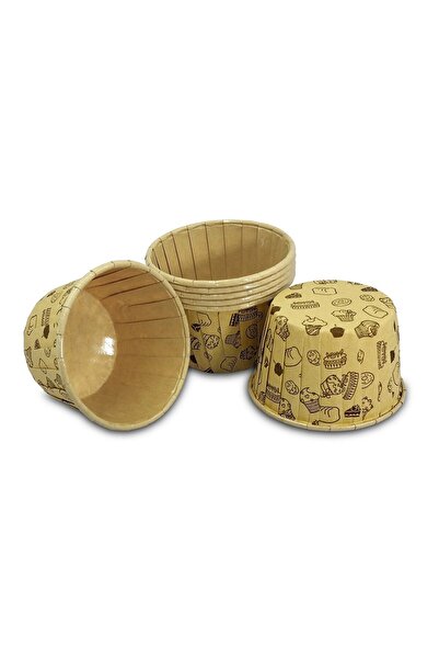 KENT Muffin/Cupcake Cake Mold/Pot Capsule, Can Enter the Oven, Airfryer Compatible, Patterned Kraft 50's