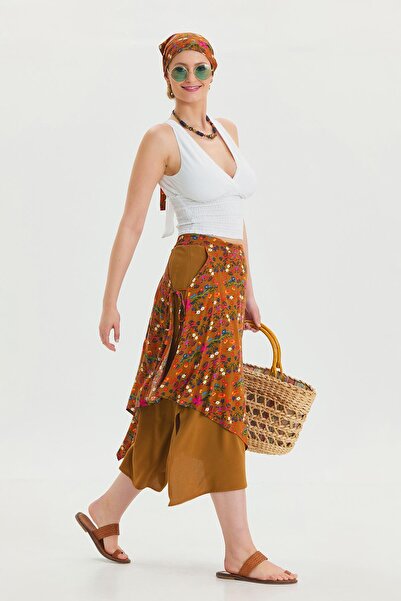 Los banditos Bağlama Detaylı Beli Lastikli Salaş Etek